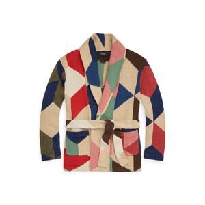 Ralph Lauren Red and Blue Geometric Cardigan Sweater